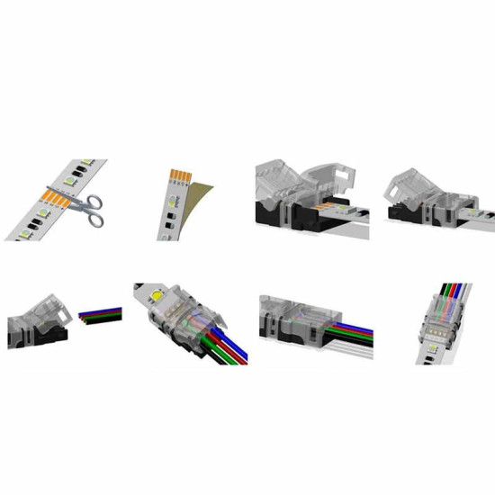 Conector Tiras LED Empalme RGBW 12mm IP65 - Tira/Cable
