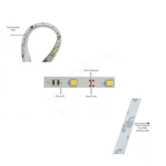 Tira LED SMD 5050 7,2 W/m 12V IP65 5 metros