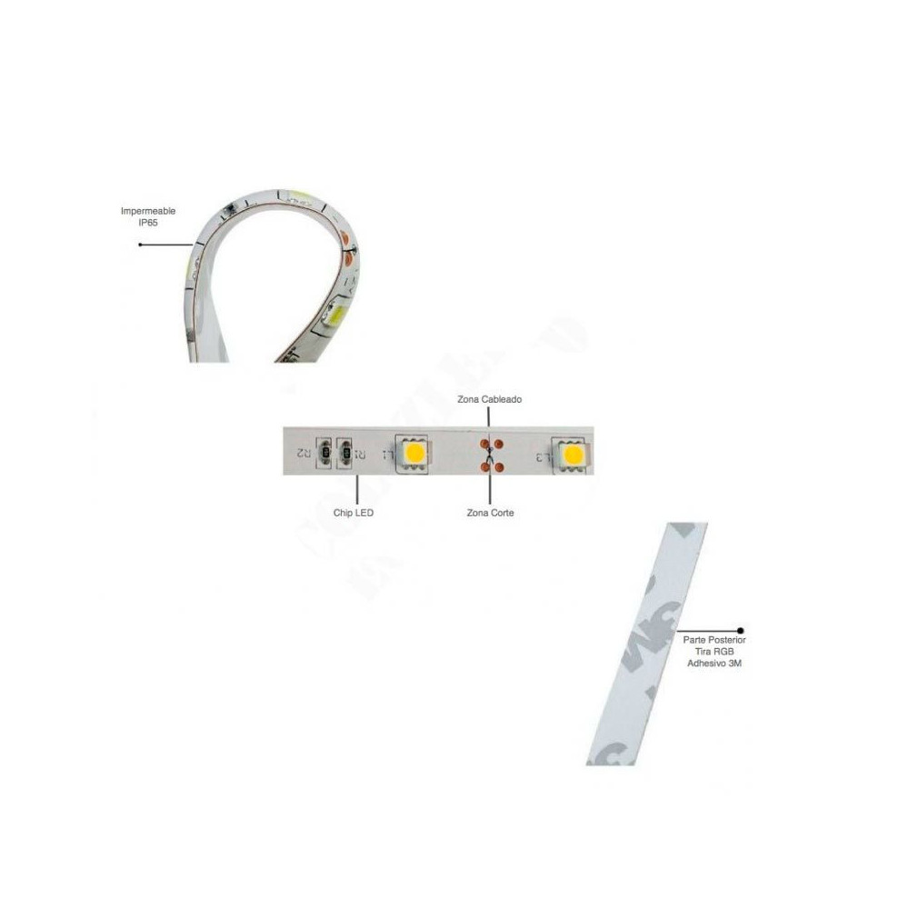 Tira LED SMD 5050 7,2 W/m 12V IP65 1 metro