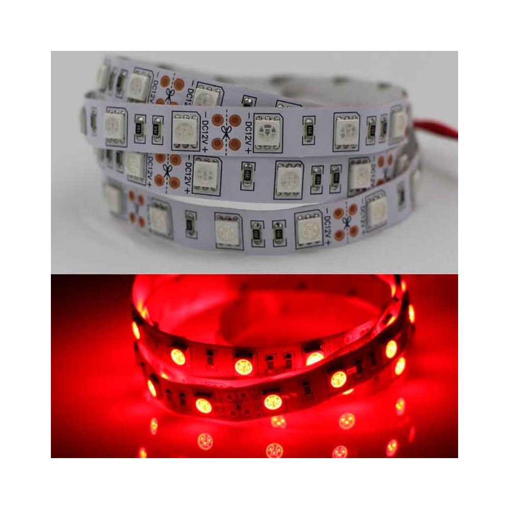 Tira LED Roja 14,4 W/m 12V IP20 5 metros