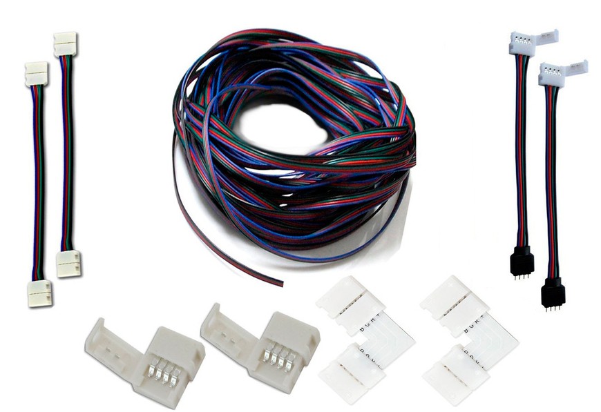 Tipos de conectores rápidos para tiras LED RGB
