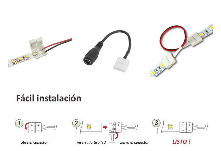 Tipos de conectores rápidos para las tiras LED